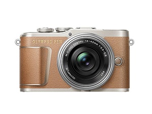 Olympus PEN E-PL9 16 MP Compact System Camera with Electric Zoom, 4K Movies, 3-Inch Display, Wi-Fi and 14 - 42 mm Pancake Lens - Brown/Silver